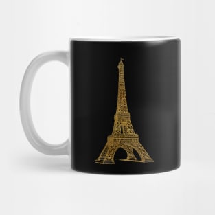 Paris Glamor - Gold Eiffel Tower with a Navy Blue Background Mug